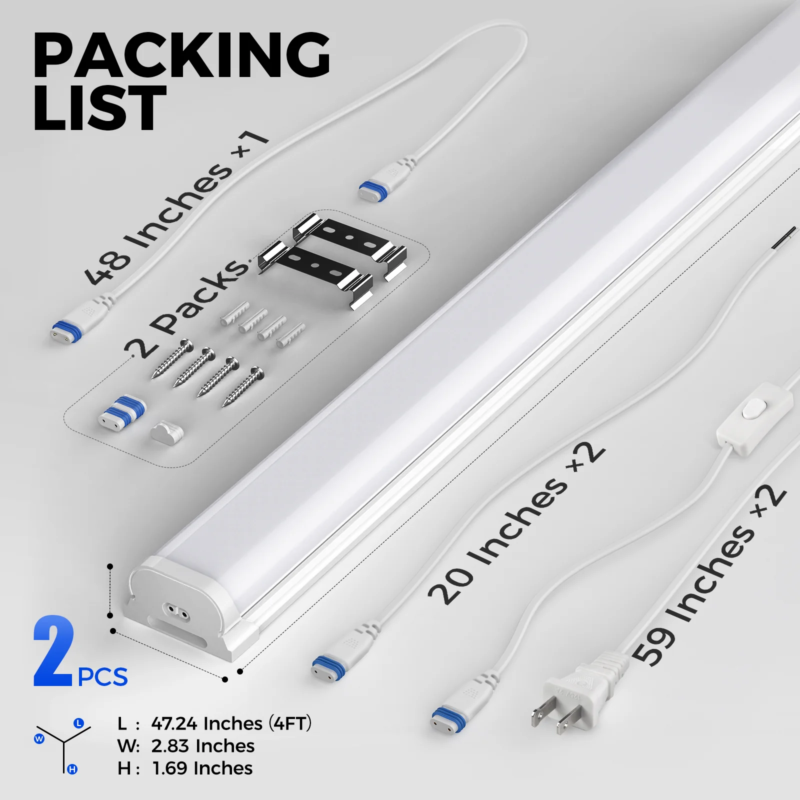 Barrina 45W LED Shop Lights 4FT 6500K 5000LM | Linkable & Frosted Cover | BDL45 - Image 6