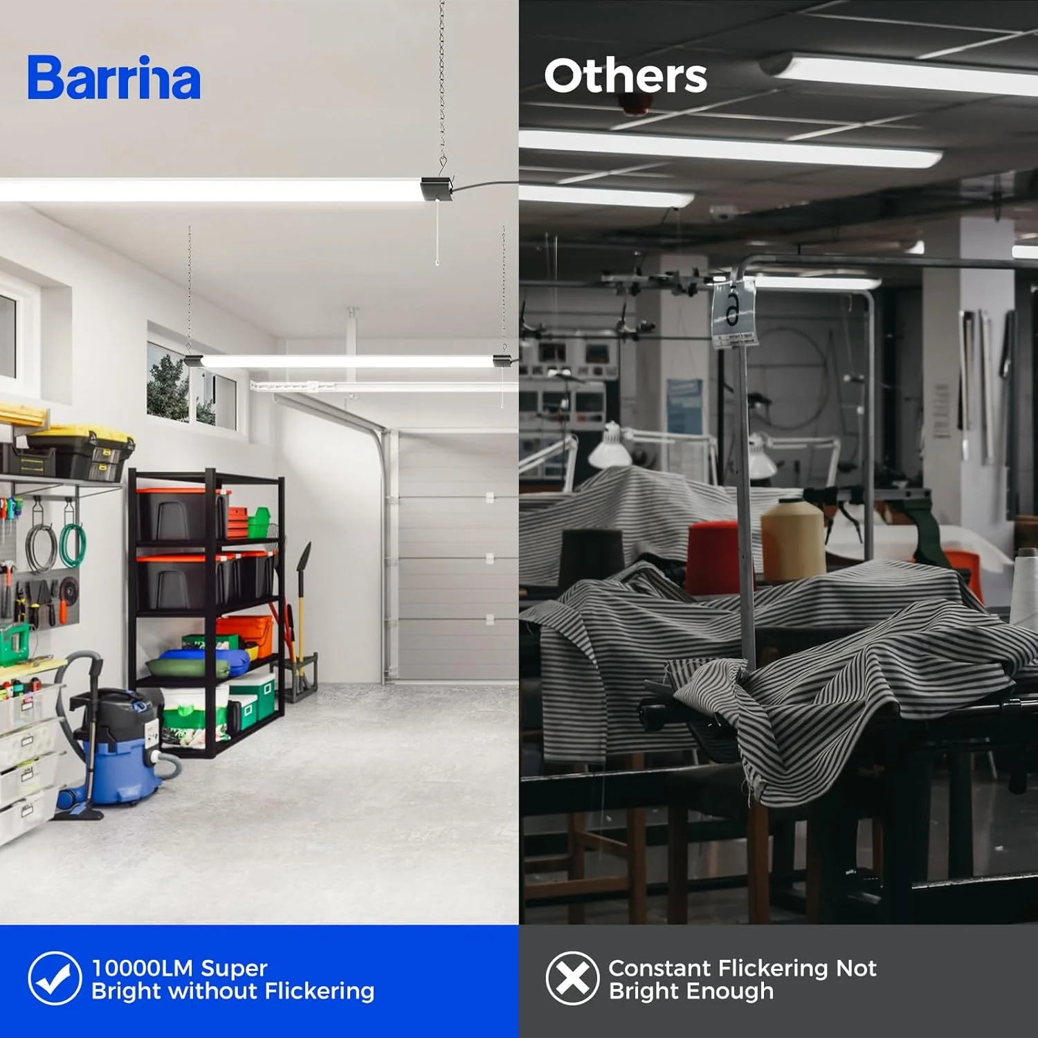 Barrina 84W LED Shop Lights 4FT 5000K 10000LM | Hanging, Linkable & Power Plug Cords | BS84 - Image 3