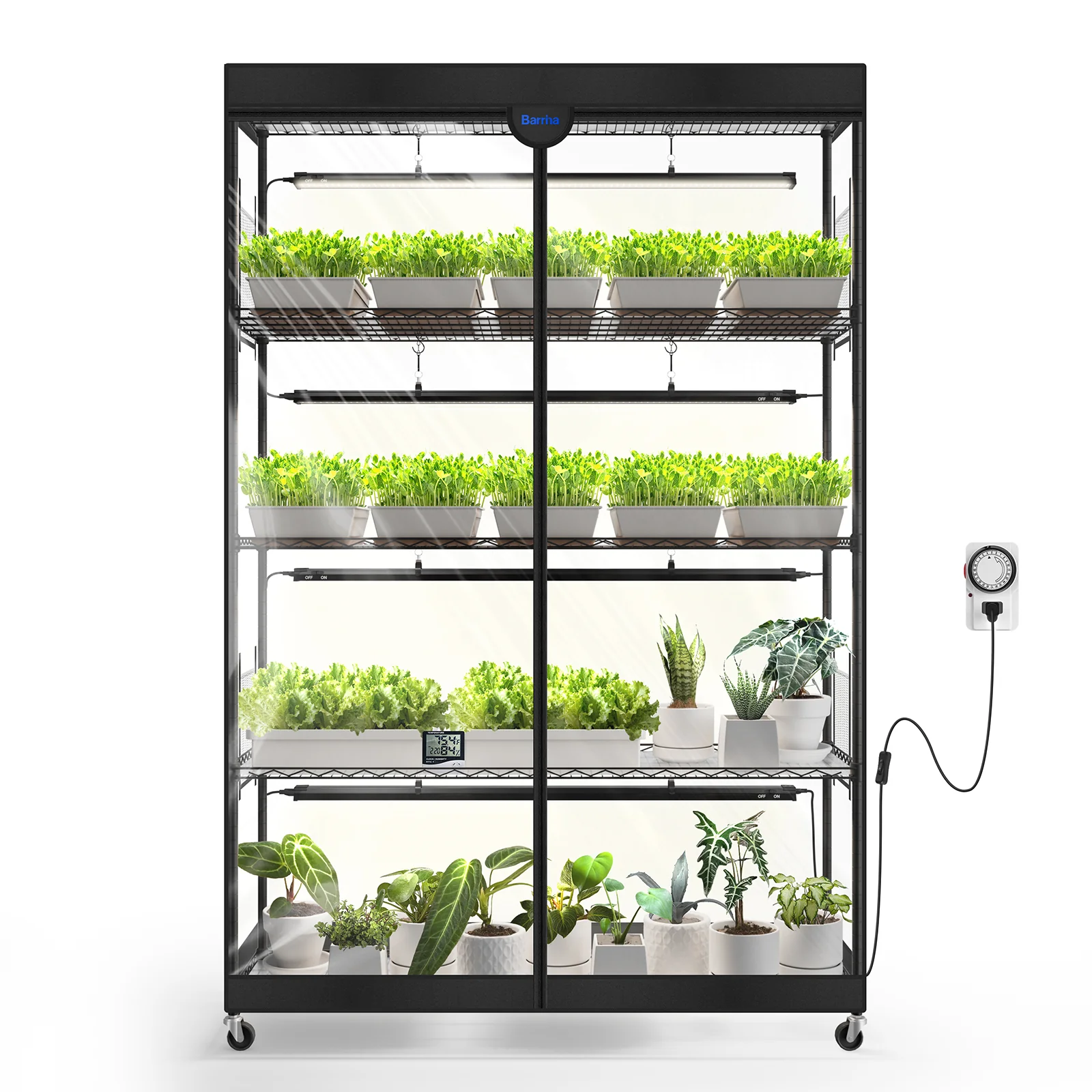 Barrina LP1200 Greenhouse with 4-Pack 50W TX-S50 Grow Lights 3.2FT 5000K | Full Spectrum, Tent, Thermo-Hygrometer & Timer | LP1200