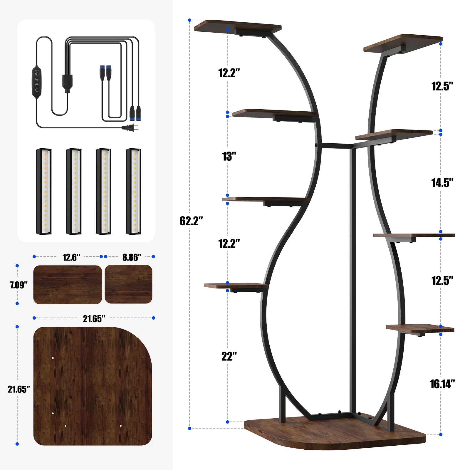 Barrina LS12 Corner Plant Stand with 4-Pack Grow Lights | Full Spectrum & S-Shape | LS12 - Image 2