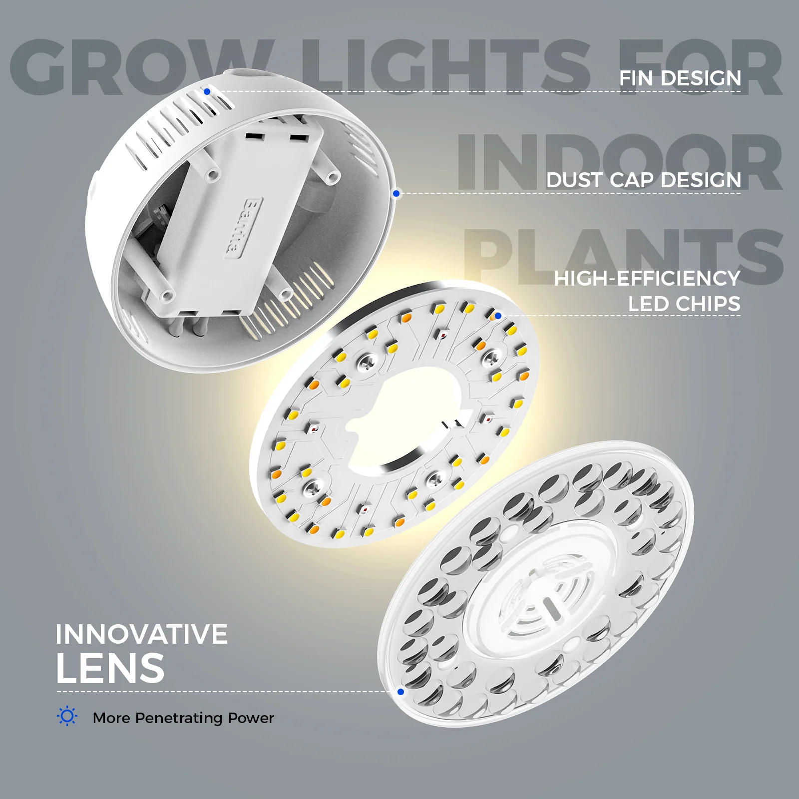 Barrina Orbgrow 9W LED Puck Grow Lights 3000K+6500K+660nm | Full Spectrum, Magnetic, Timer, Dimmable & Linkable | OG09 - Image 3