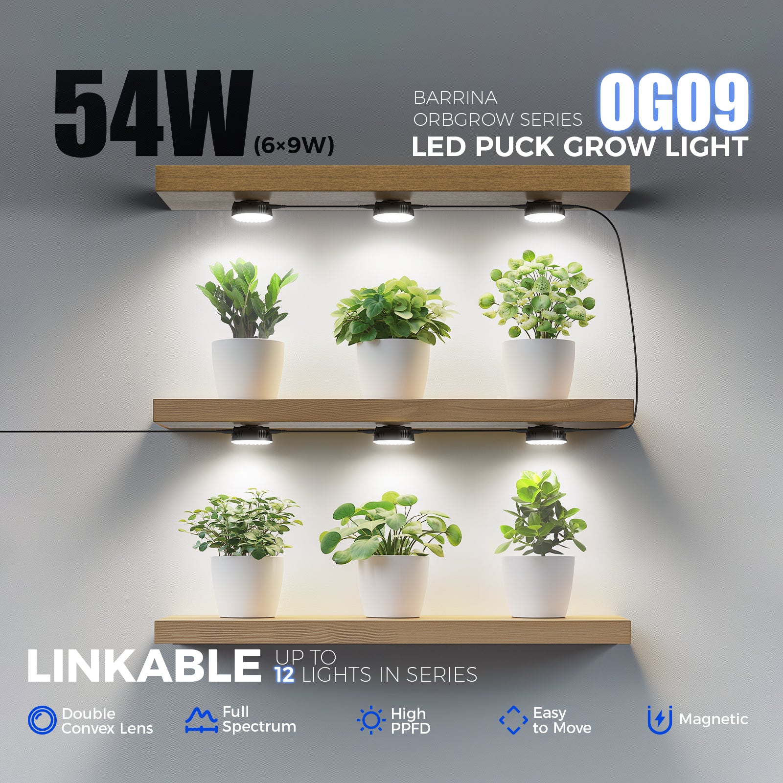 Barrina Orbgrow 9W LED Puck Grow Lights 5000K | Full Spectrum, Magnetic & Linkable | OG09 - Image 20