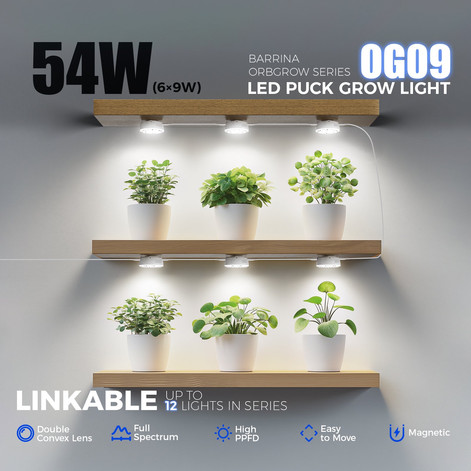 Barrina Orbgrow 9W LED Puck Grow Lights 5000K | Full Spectrum, Magnetic & Linkable | OG09 - Image 19