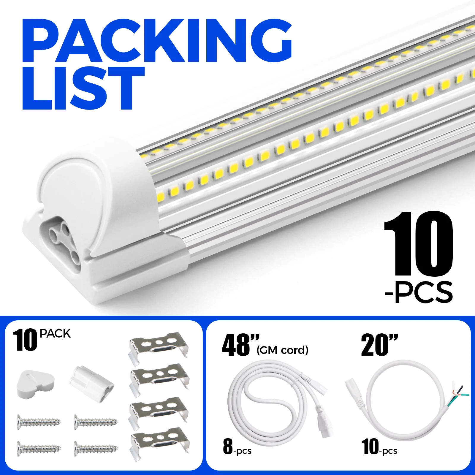 Barrina T8 100W LED Shop Lights 8FT 6500K 15000LM | Clear Cover & V Shape Tube | BAX100 - Image 11