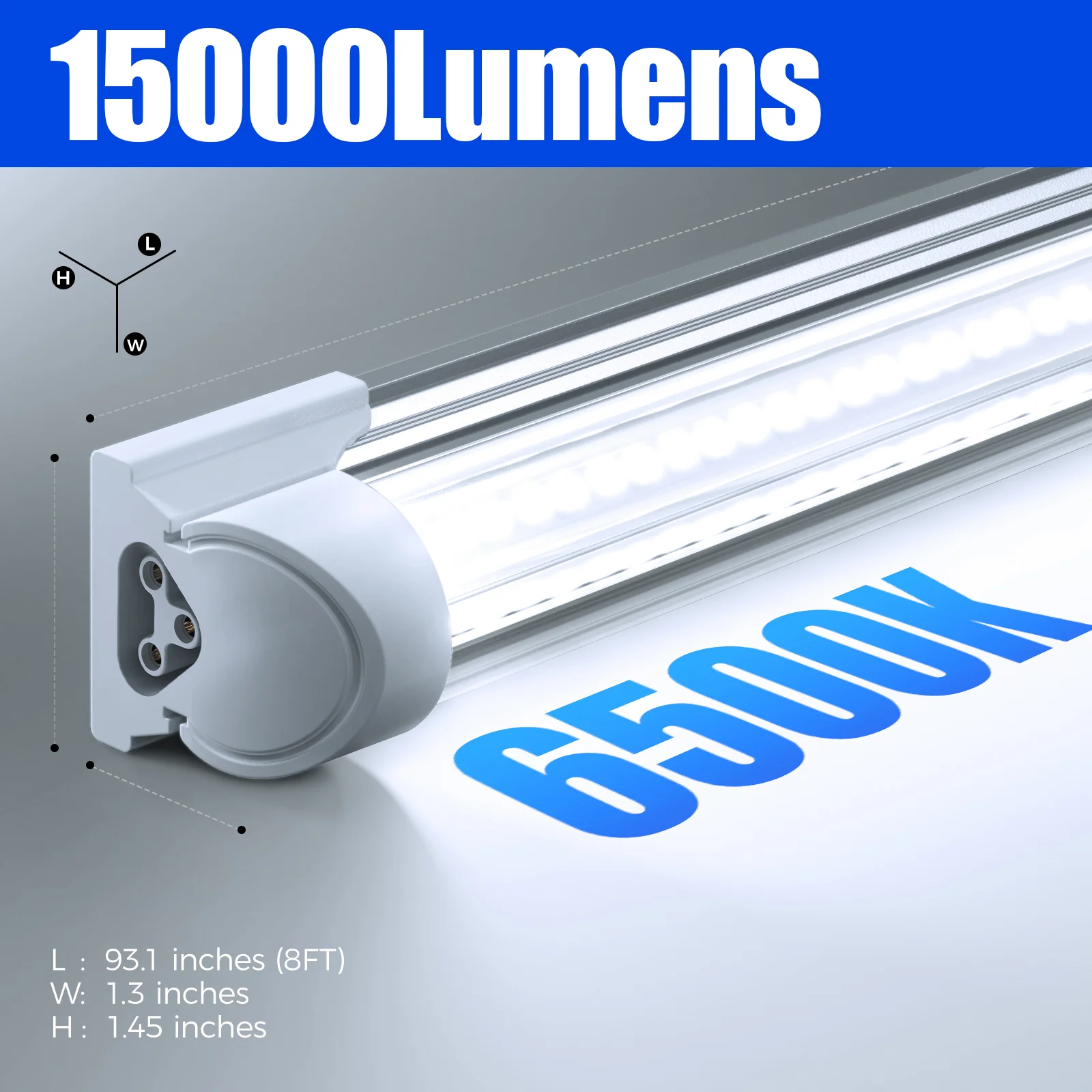 Barrina T8 100W LED Shop Lights 8FT 6500K 15000LM | Clear Cover & V Shape Tube | BAX100 - Image 4