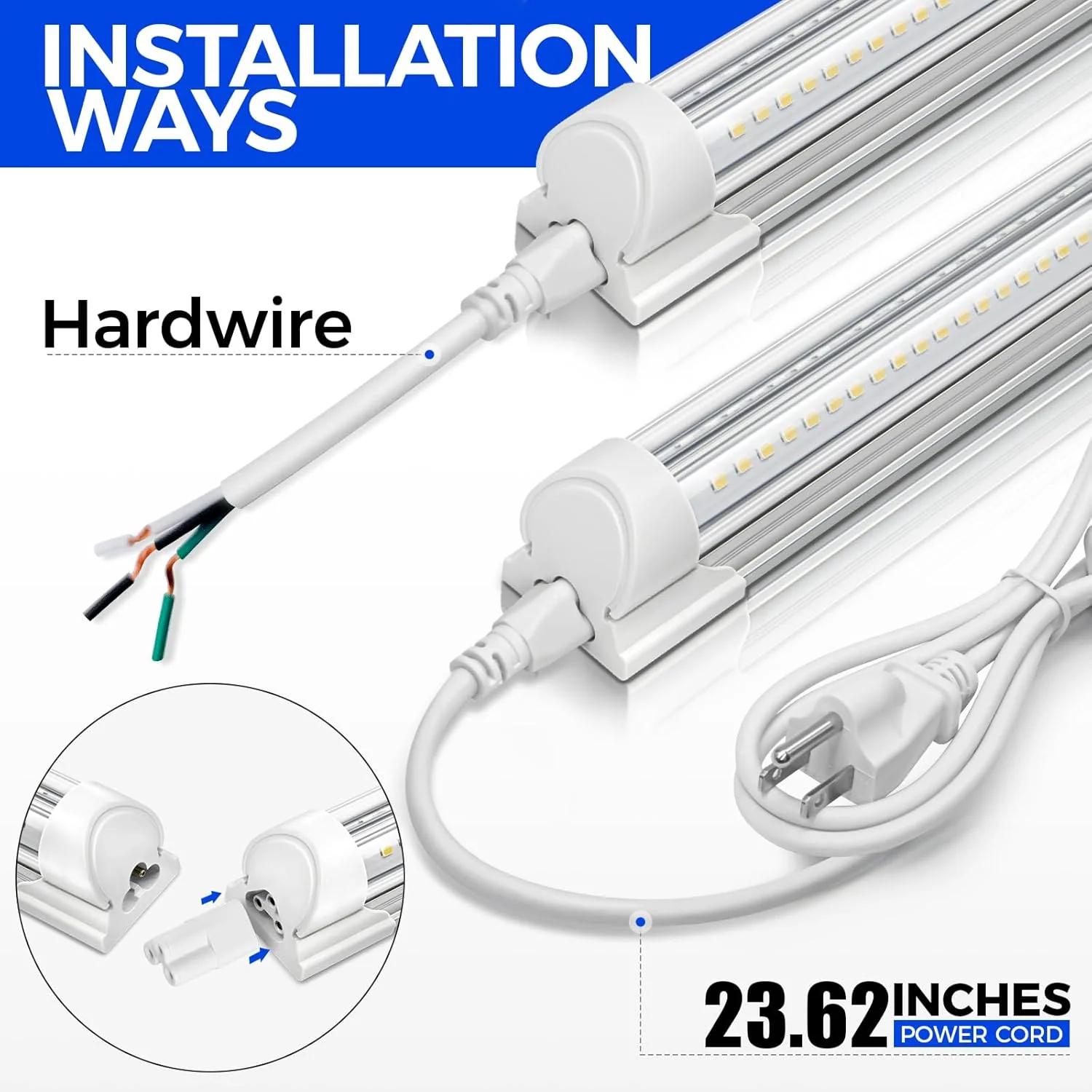 Barrina T8 25W LED Shop Lights 1.5FT 5000K 3450LM | Clear Cover & V Shape Tube | BAD16 - Image 3