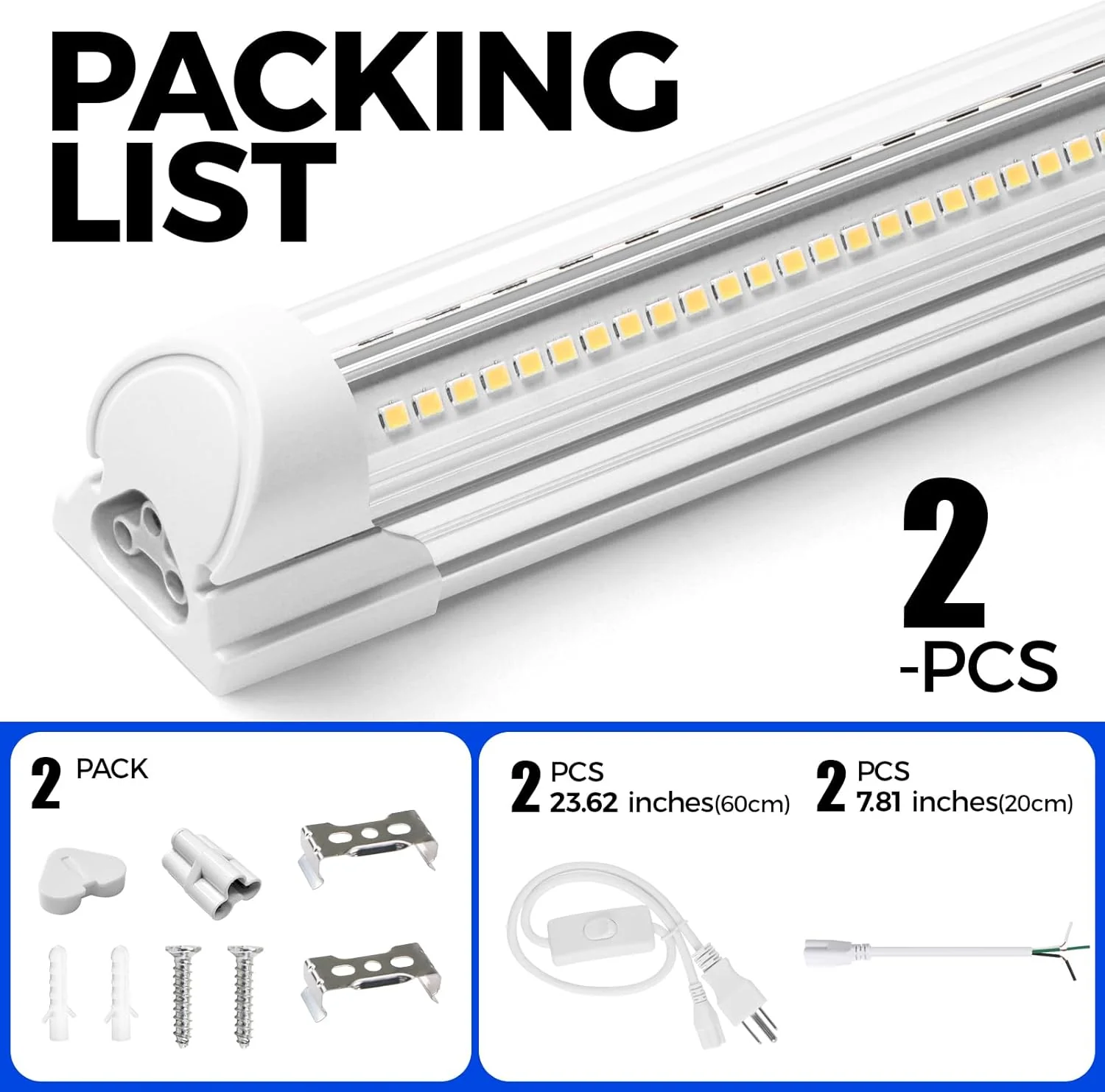 Barrina T8 25W LED Shop Lights 1.5FT 5000K 3450LM | Clear Cover & V Shape Tube | BAD16 - Image 7