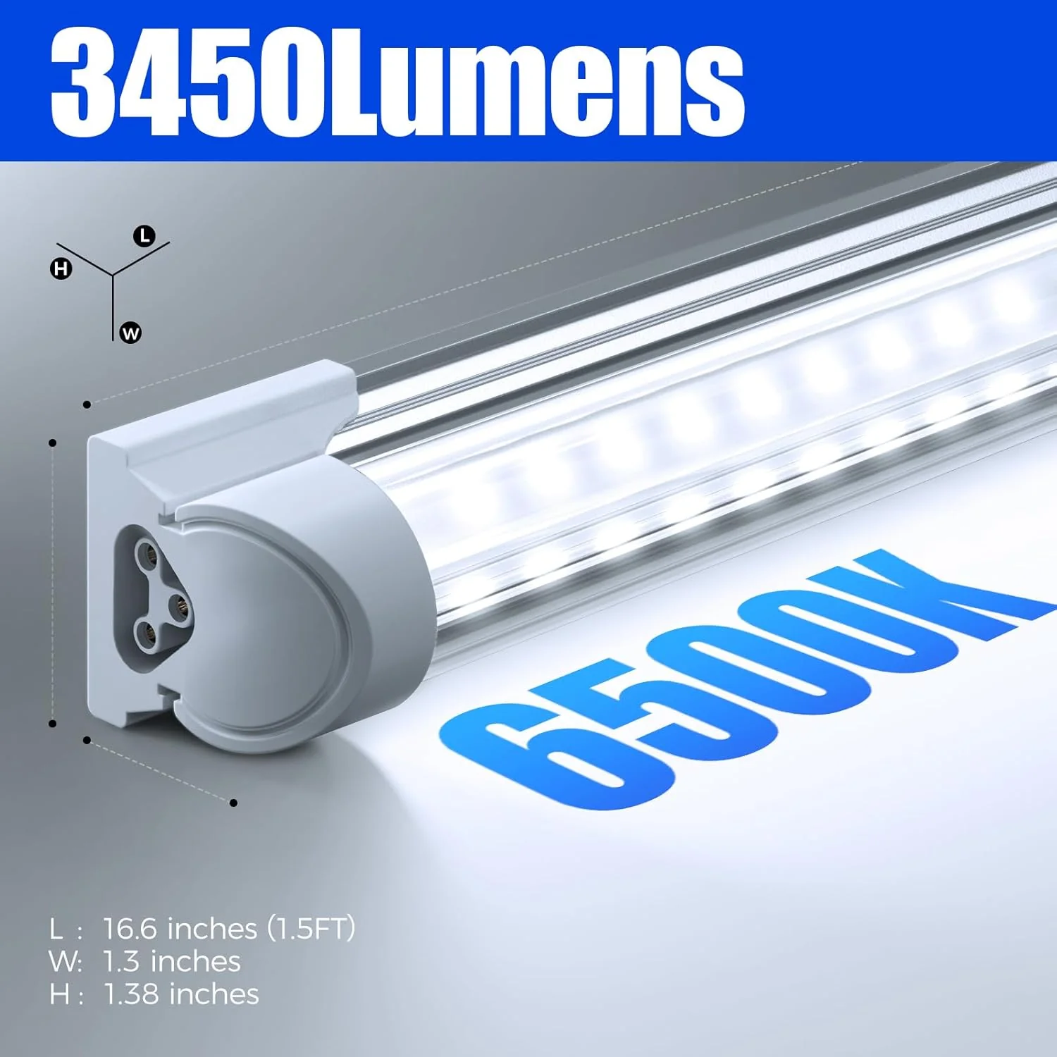 Barrina T8 25W LED Shop Lights 1.5FT 6500K 3450LM | Clear Cover & V Shape Tube | BAD16 - Image 6