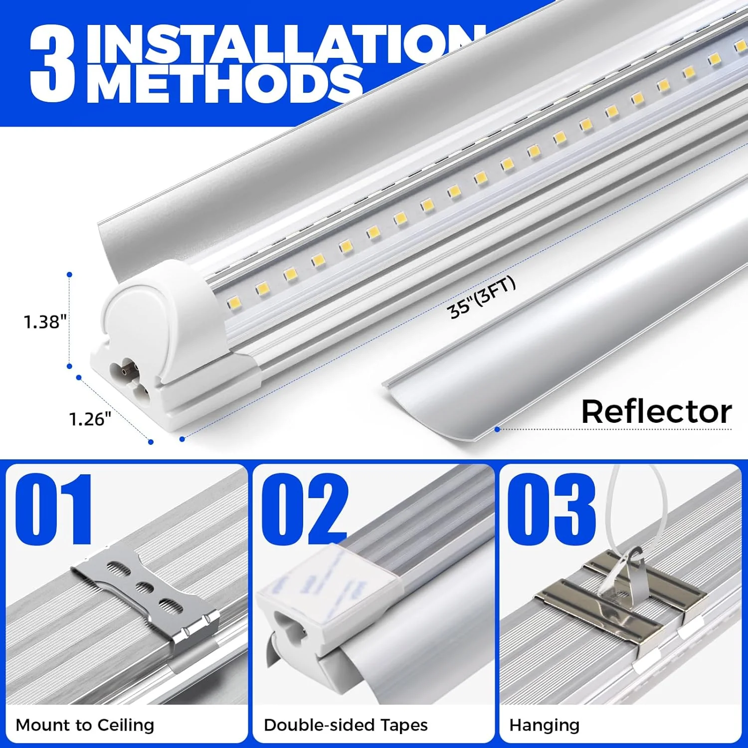 Barrina T8 30W LED Grow Lights 3FT 5000K | Full Spectrum, Reflectors & Linkable | QI30 - Image 7