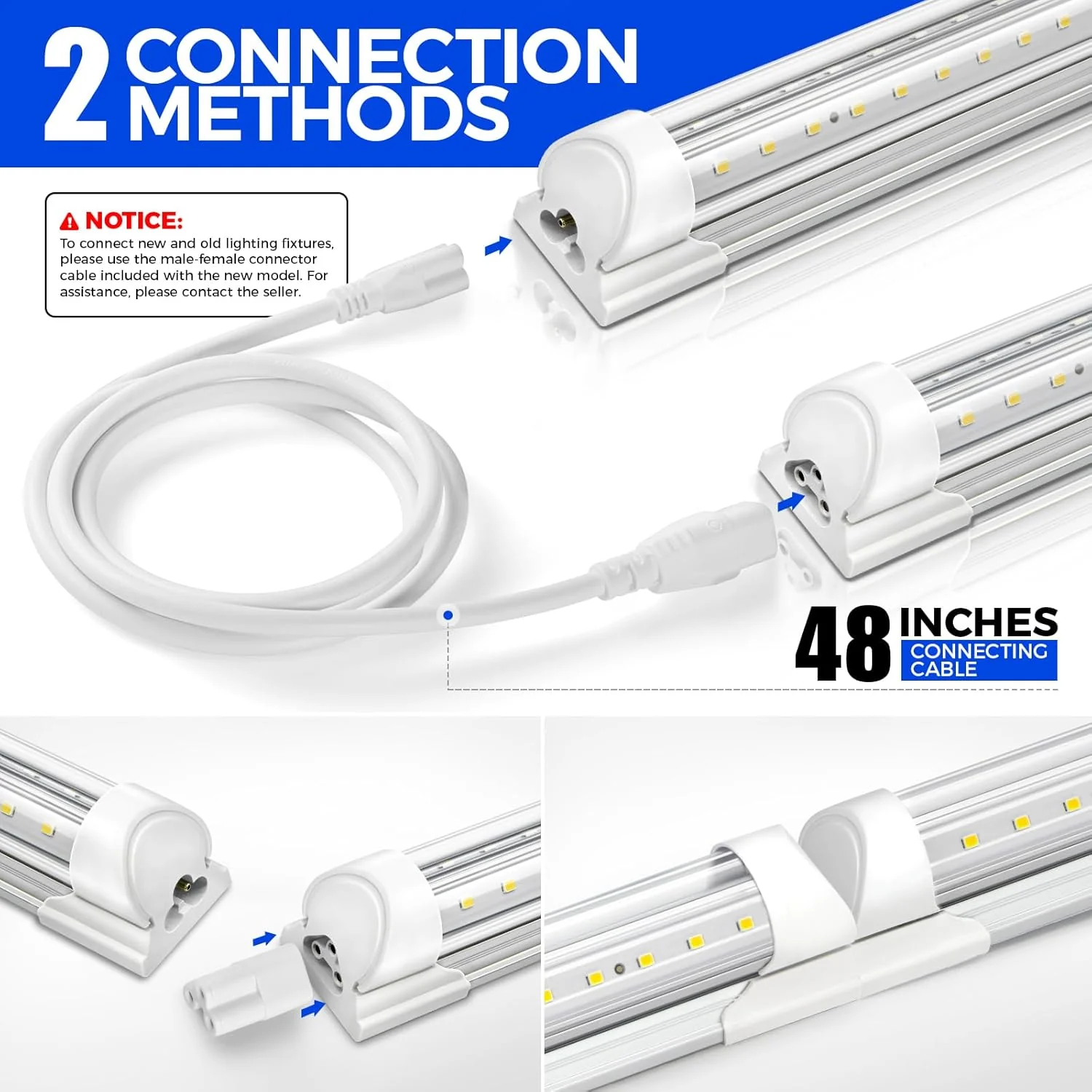 Barrina T8 50W LED Shop Lights 5FT 5000K 6500LM | Clear Cover & V Shape Tube | BAO50 - Image 6