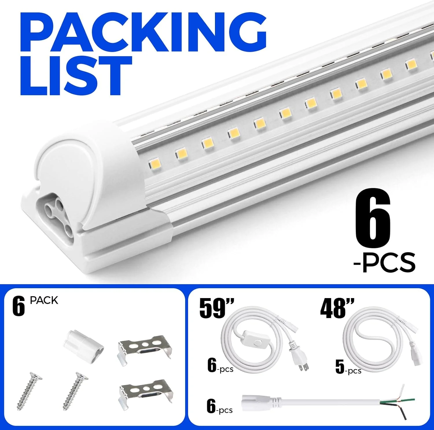 Barrina T8 50W LED Shop Lights 5FT 5000K 6500LM | Clear Cover & V Shape Tube | BAO50 - Image 8